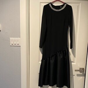SHEIN Black Long Sleeve Dress with Pearl Detail